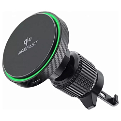 Автомобильный держатель AceFast D33 Air Charge Qi2 Magnetic wireless charging car holder for air vent 15w на решетку Black